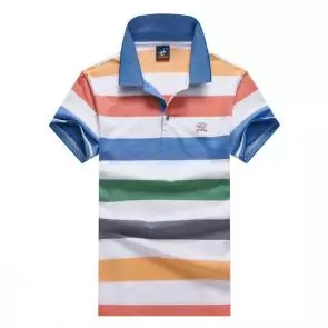 shark hommes t-shirt polo shirt summer lapel stripe paul shark orange